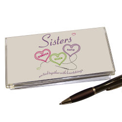 Sisters Heartstrings Personalized Checkbook Cover